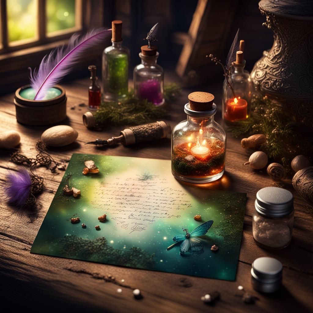 Hyper-Realistic Fairy Postcard with Magical Elements