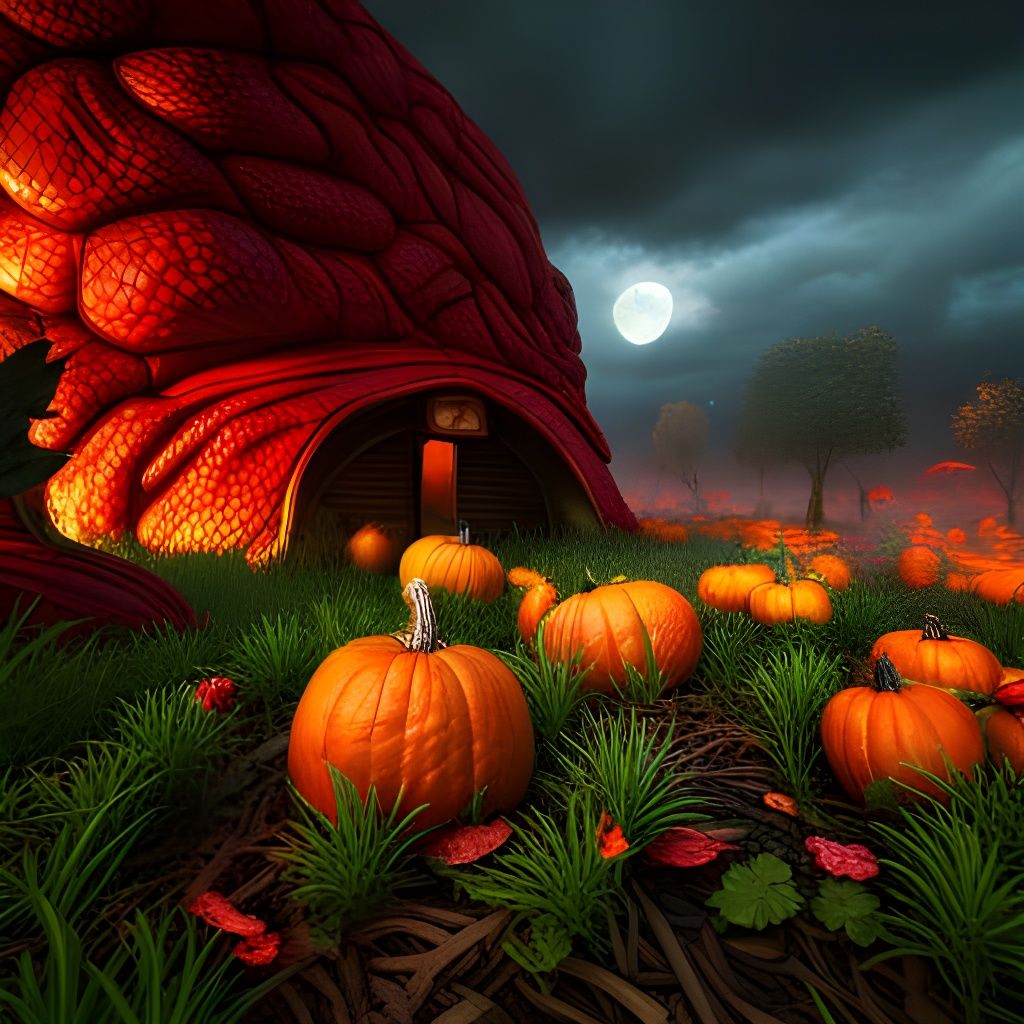 Eerie Pumpkin Patch with Snake in Unreal Engine
