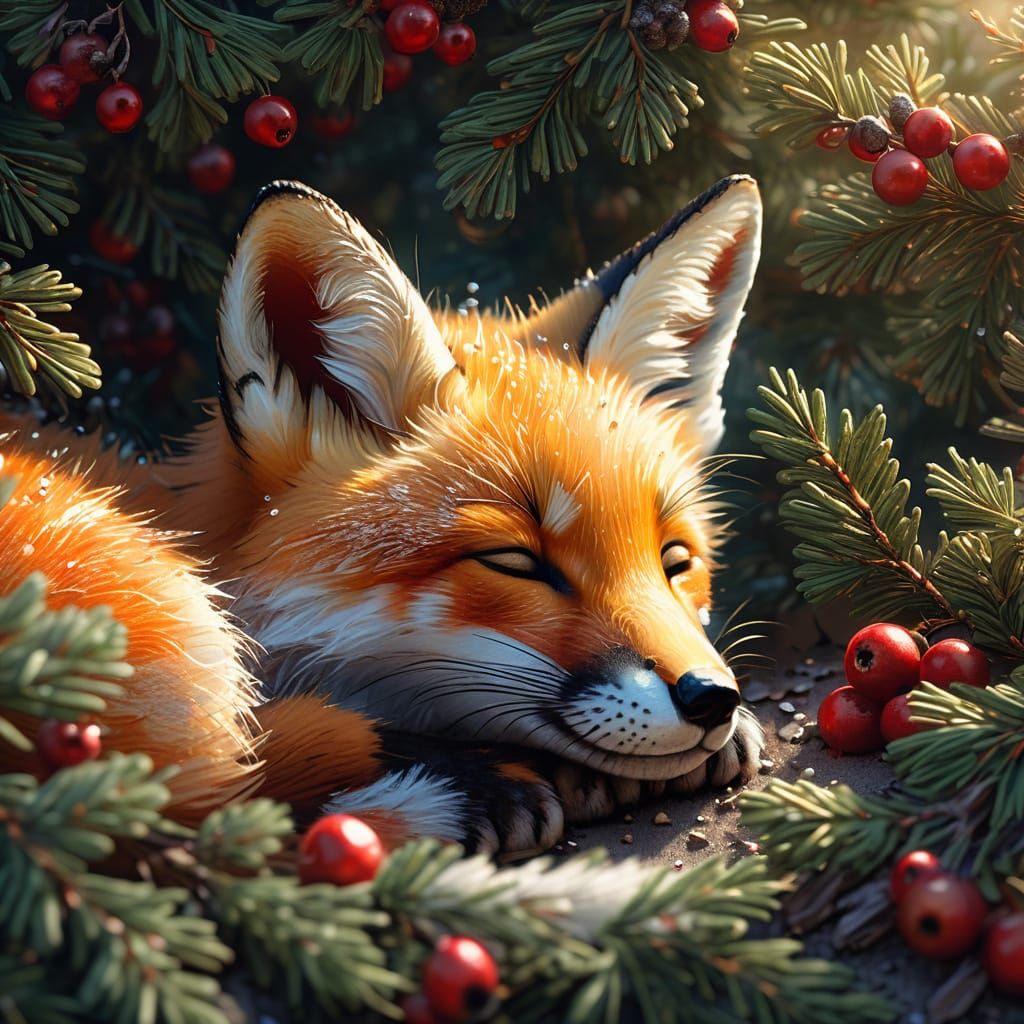 Whimsical Fox Cub in Enchanted Forest