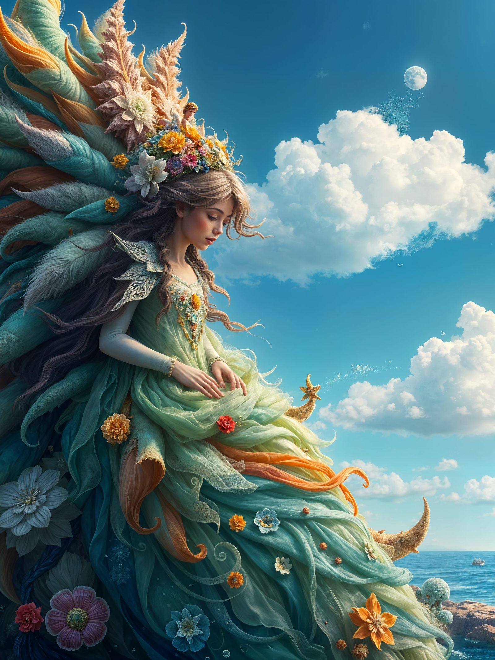 Whimsical Princess Tress of the Emerald Sea with Fuzzy Monst...