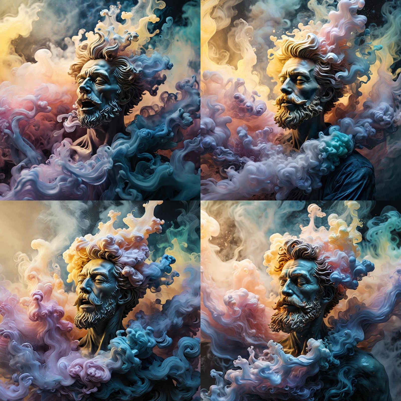 Ethereal Smoke Figure in Expressive Oil Painting Style