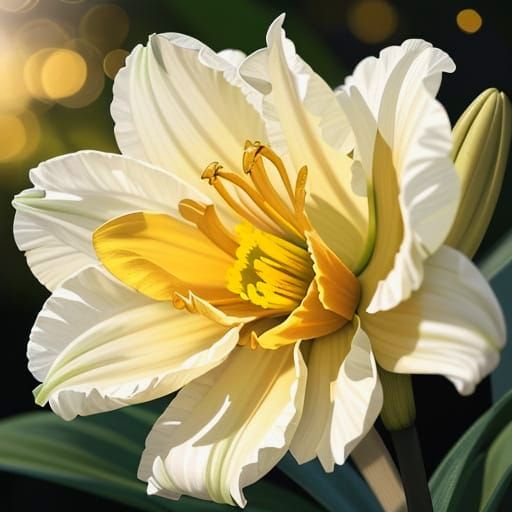 Exquisite Unopened Daffodil Bud at Sunrise