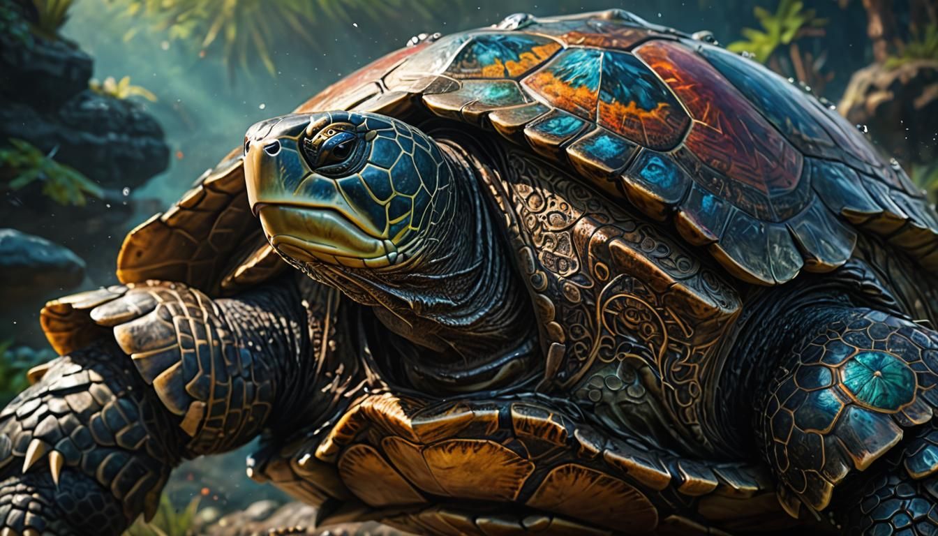 Imposing Warrior Turtle of the North in HDR