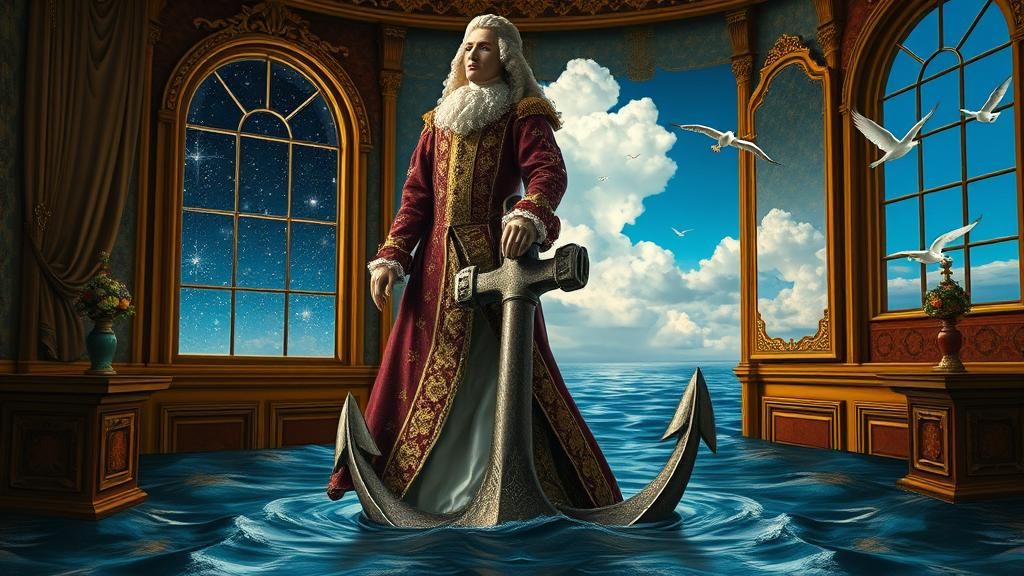 Aristocrat in Flooded Room: Surreal Dark Fantasy