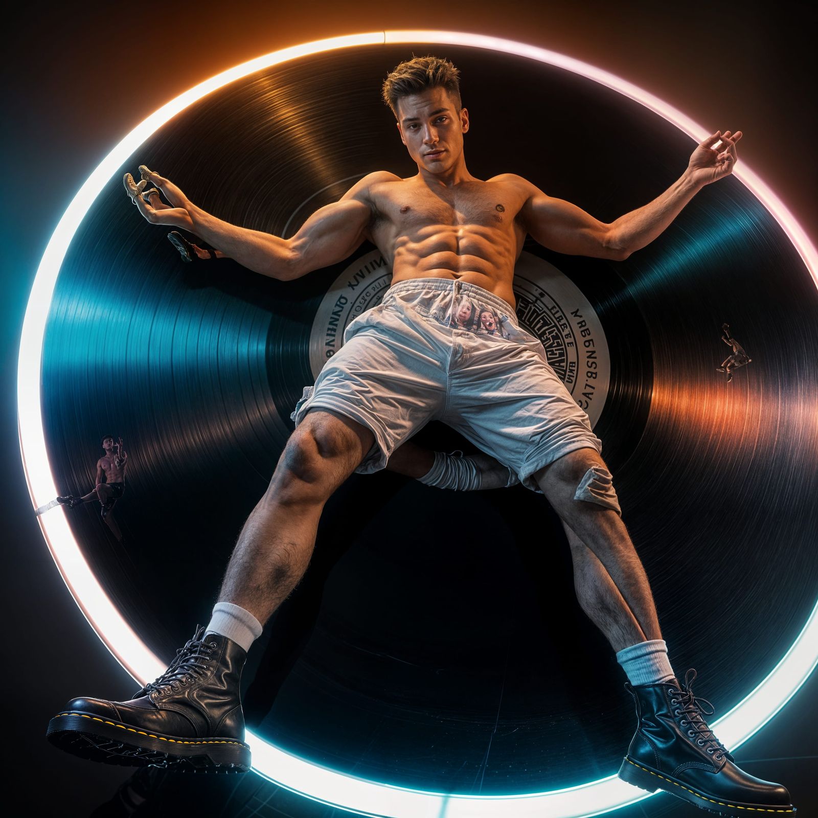 Surreal Rockstar Spins on a Glowing Vinyl Record