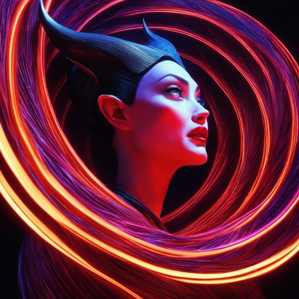 Maleficent Portrait in Neon Vortex by Naoto Hattori