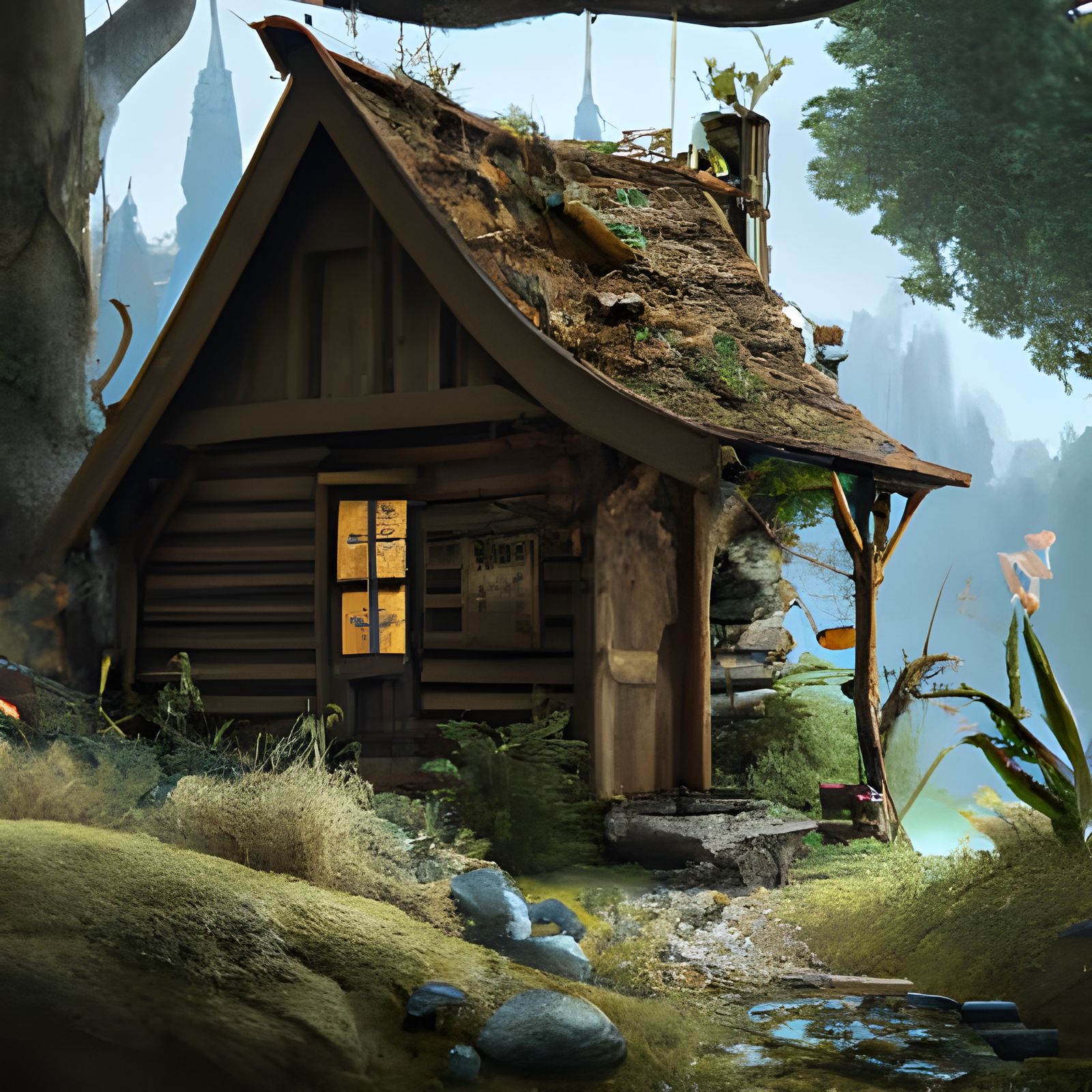 wooden house in the forest