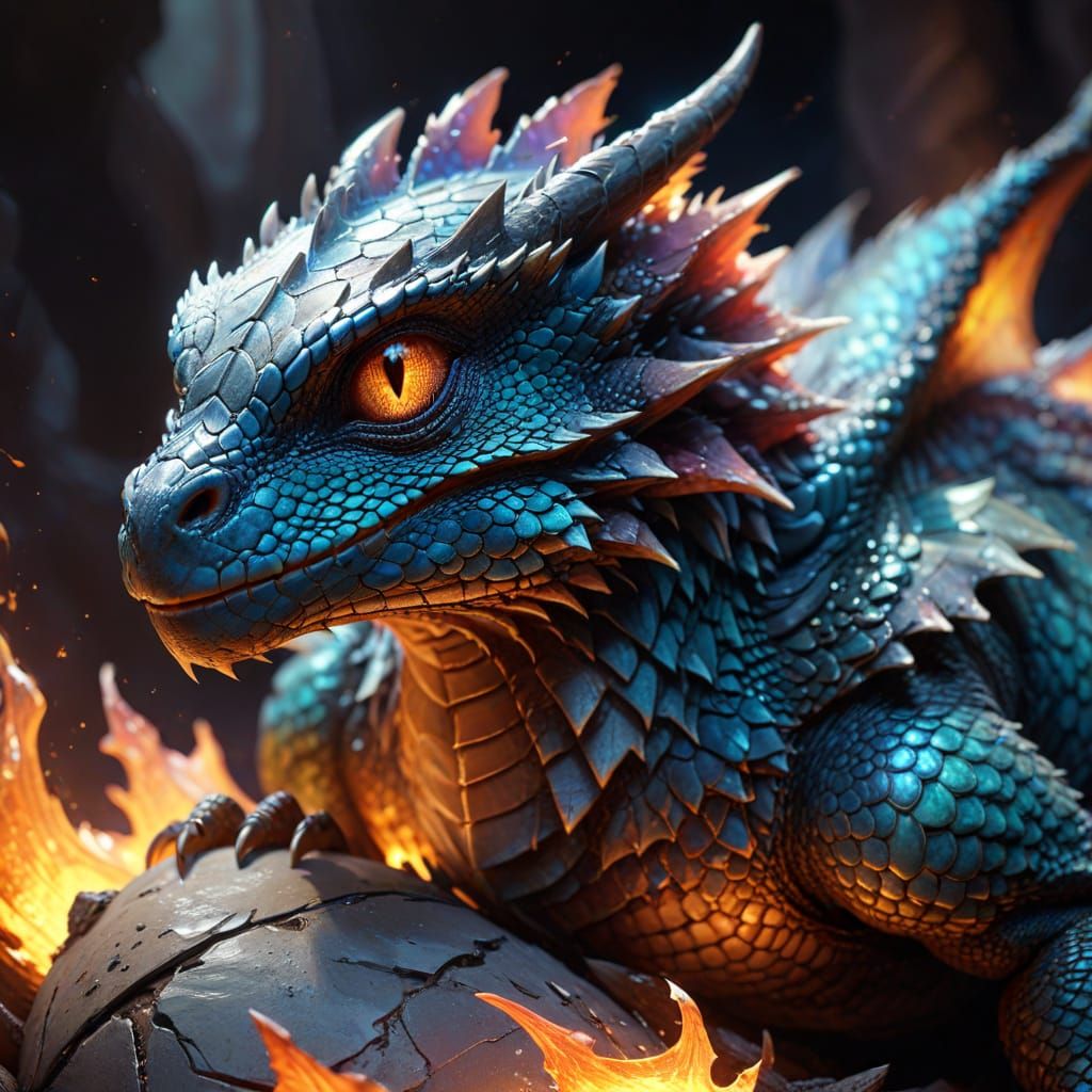 Dragon Hatchling Emerges: Fantasy Concept Art