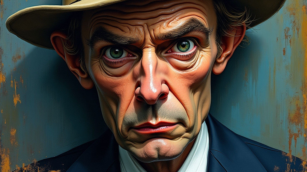 Michael Keaton Caricature in Expressionist Style