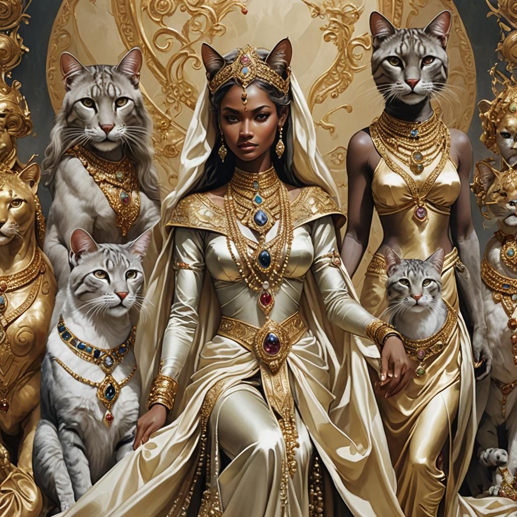 Feline Goddess in Silk and Jewels