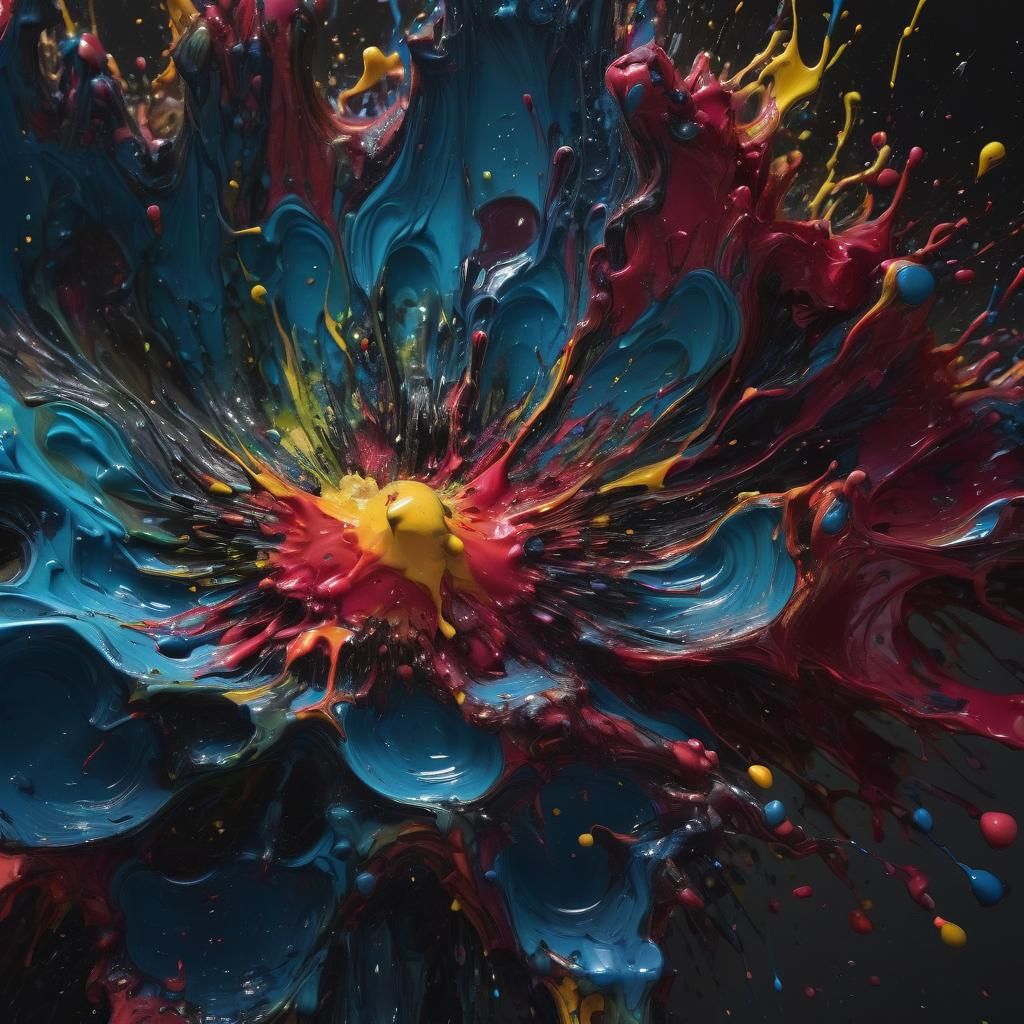 Colorful Mountain Forest Painting with Mythical Animals