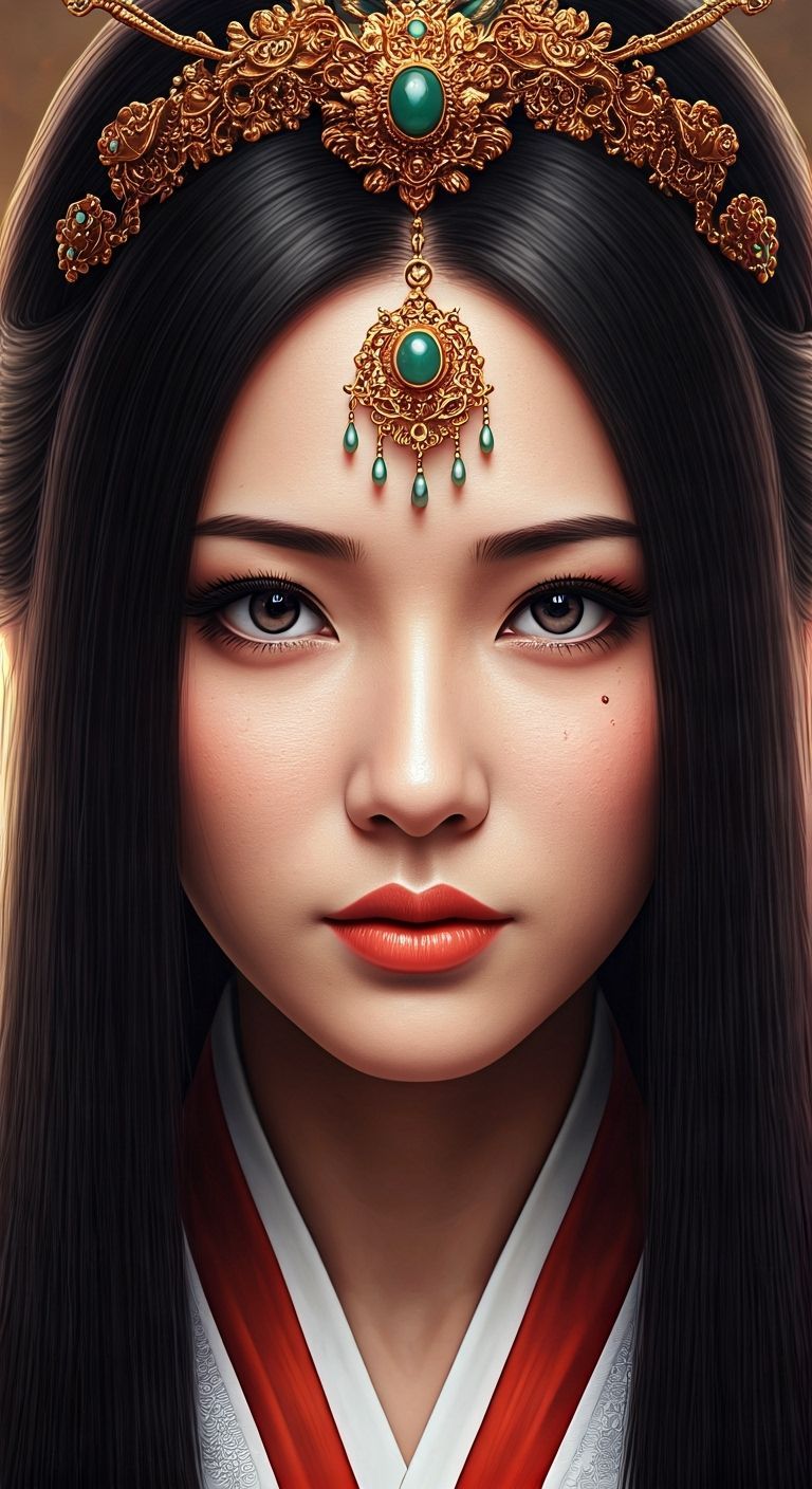 Digital Portrait of Asian Queen with Pirate Eye Patch
