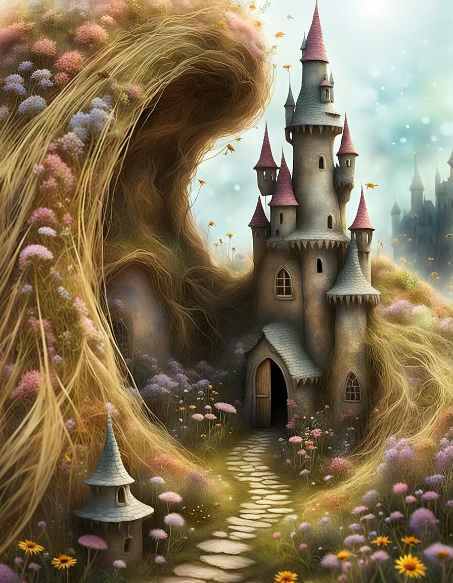 Enchanted Fairy Village with Hay Bale Castle