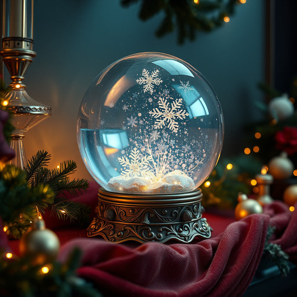 Enchanted Snow Globe on a Festive Mantelpiece