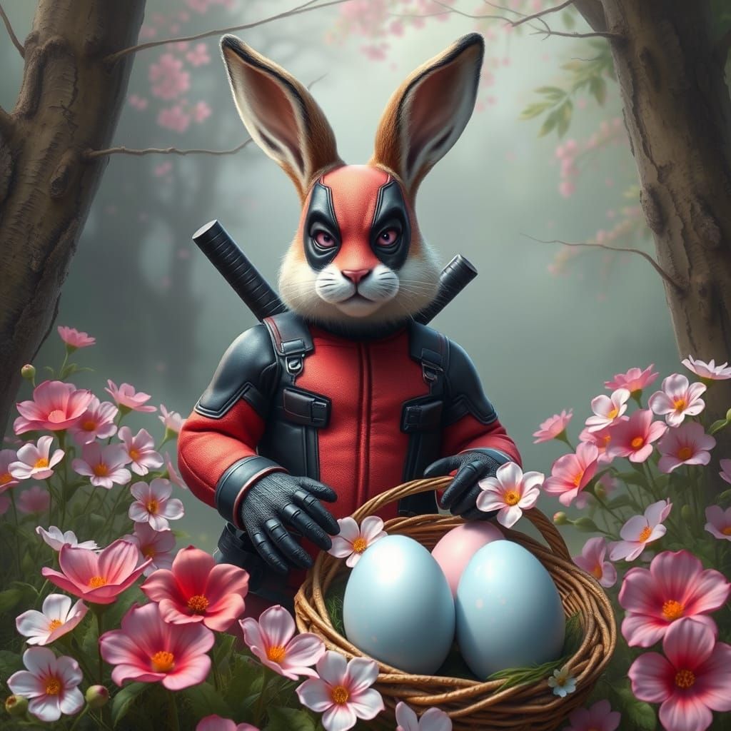 Ethereal Easter Bunny in Whimsical Fantasy Forest