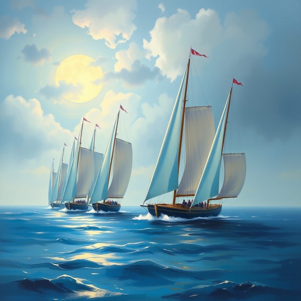 Elegant Sailboats in a Turner-Inspired Dreamscape