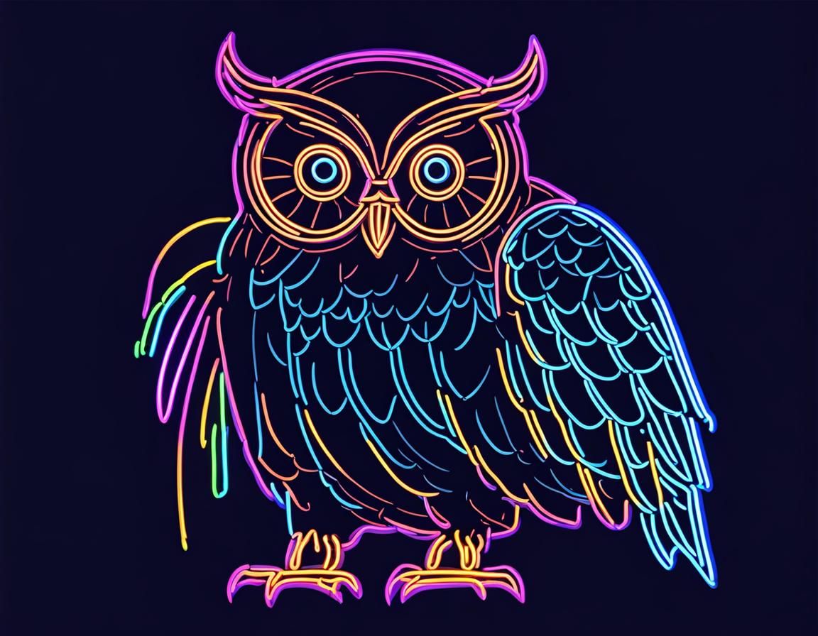 Neon outline neon of an OWL only neon