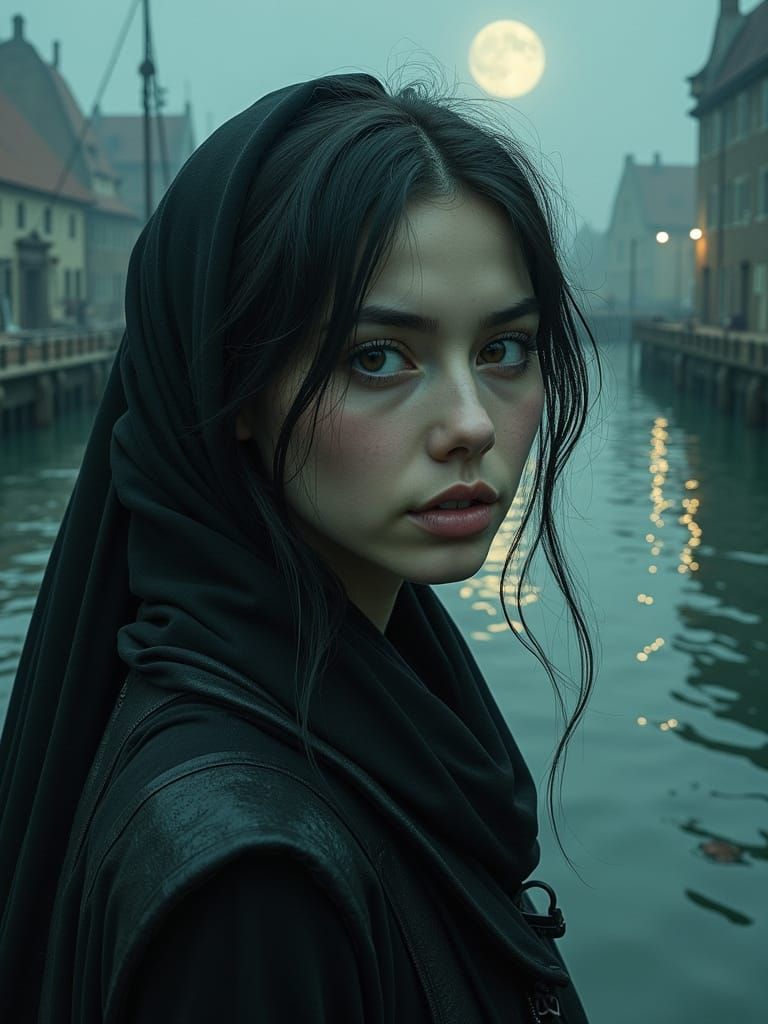 Dark Fantasy Portrait of a Woman with Amphibian Features