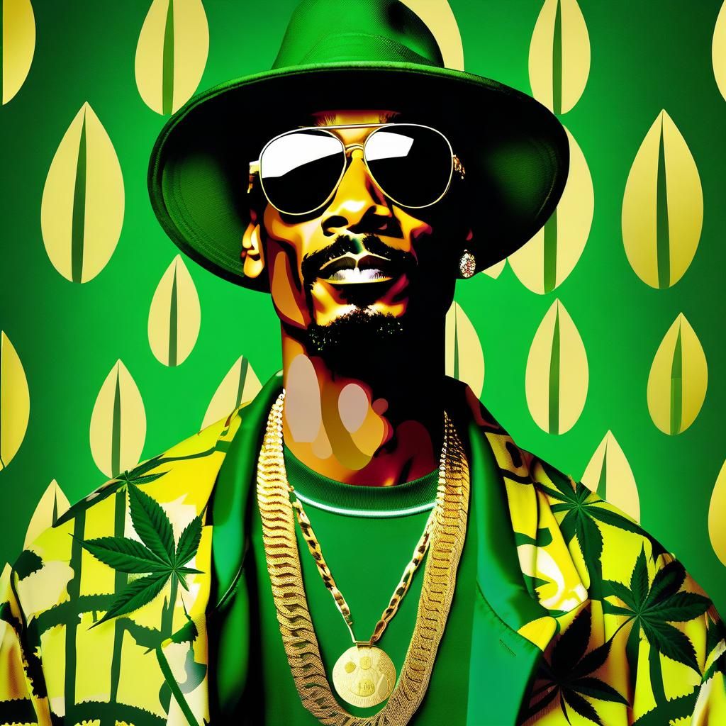 Snoop Dogg rapper :: Green :: Gold :: plaid-patterned outfit