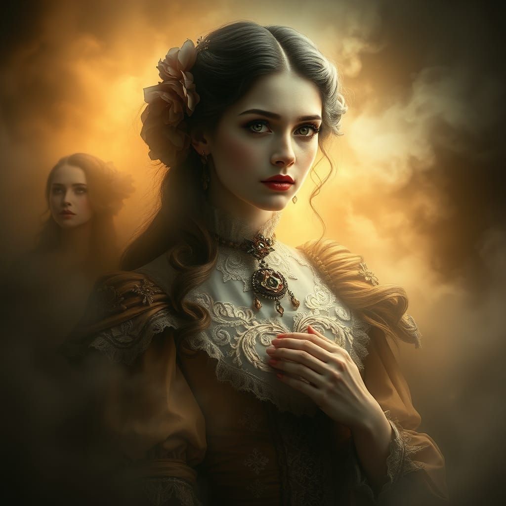 Ethereal Dracula Portrait in Pre-Raphaelite Style