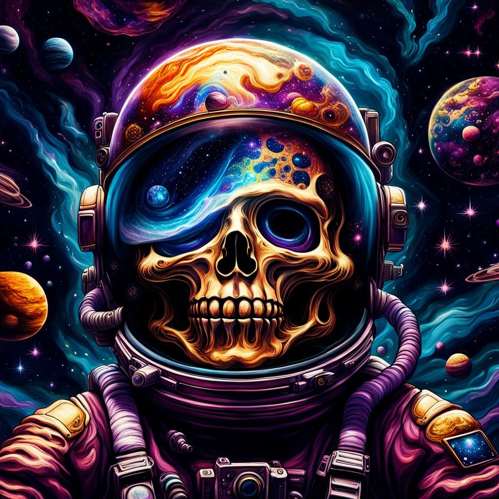 Astronaut in Space: A Surreal Cosmic Illustration