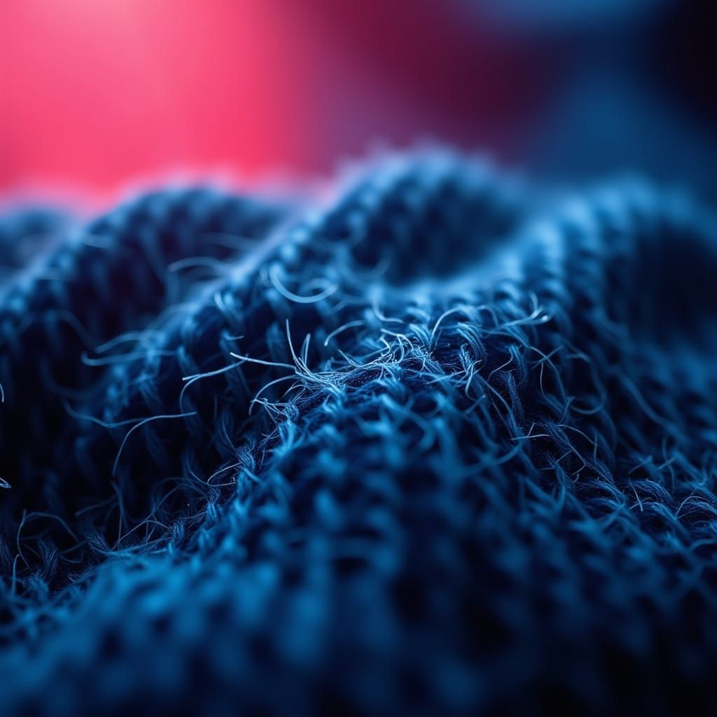 Intensely Detailed Navy-Blue Denim in Hyperrealistic Macro