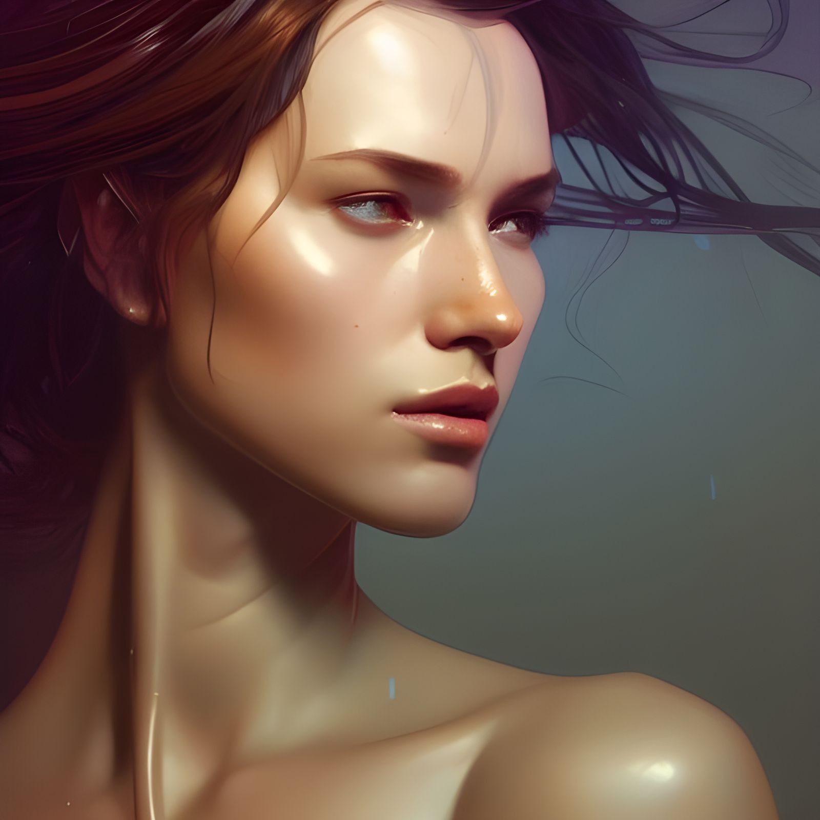 Detailed Female Portrait in Dynamic Lighting