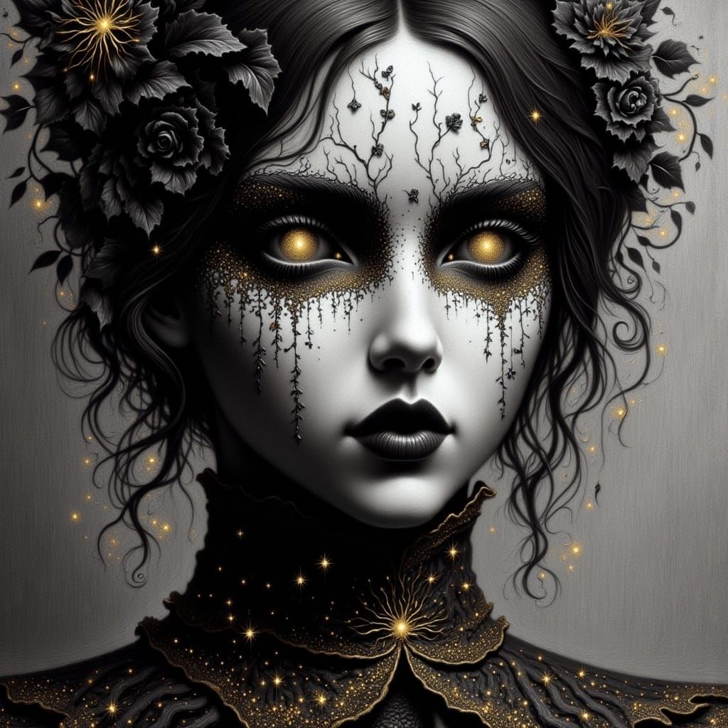 Ethereal Woman in Charcoal Drawing