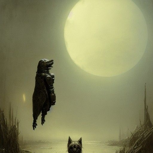 Horrific Robot Dog Inspired by Doré and Rutkowski