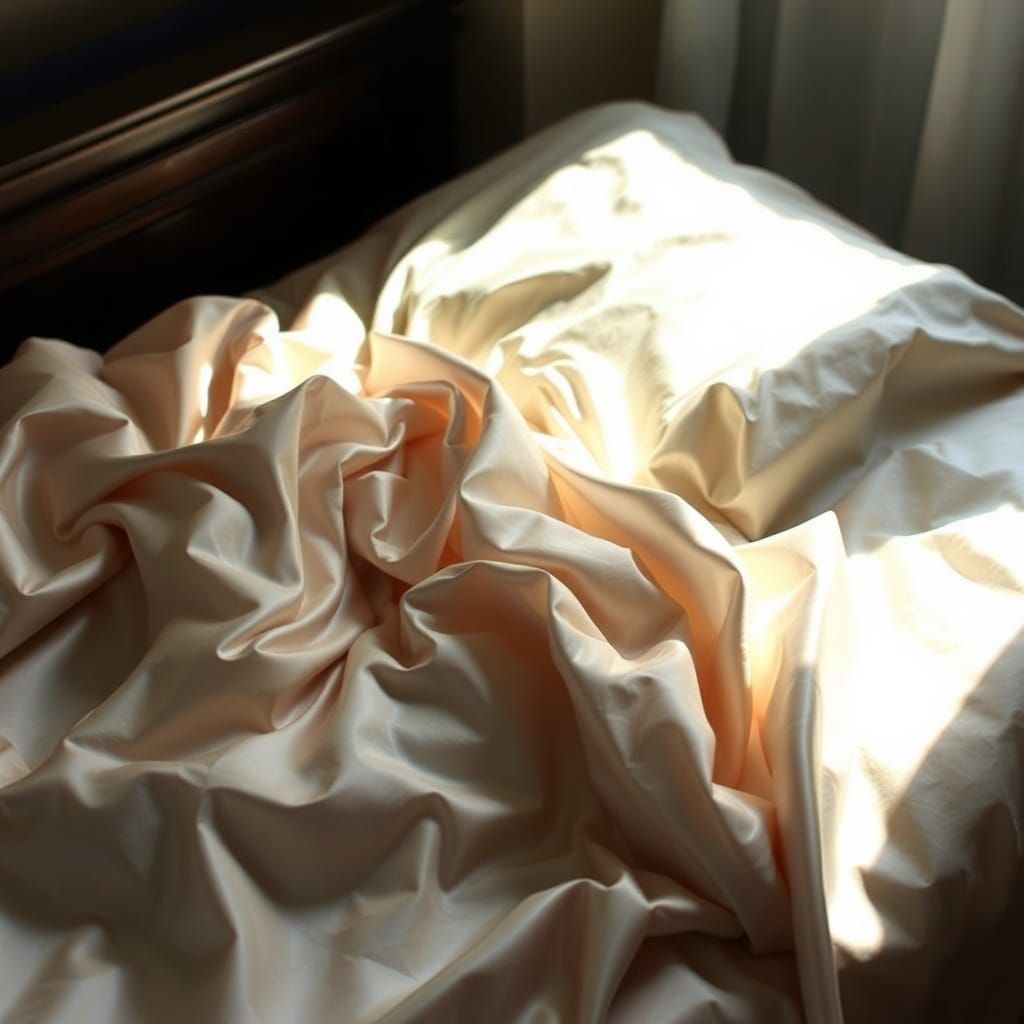 In the poem, satin sheets are used as a symbol for a few reasons:
 * Concealment and privacy: Bedrooms are private space...