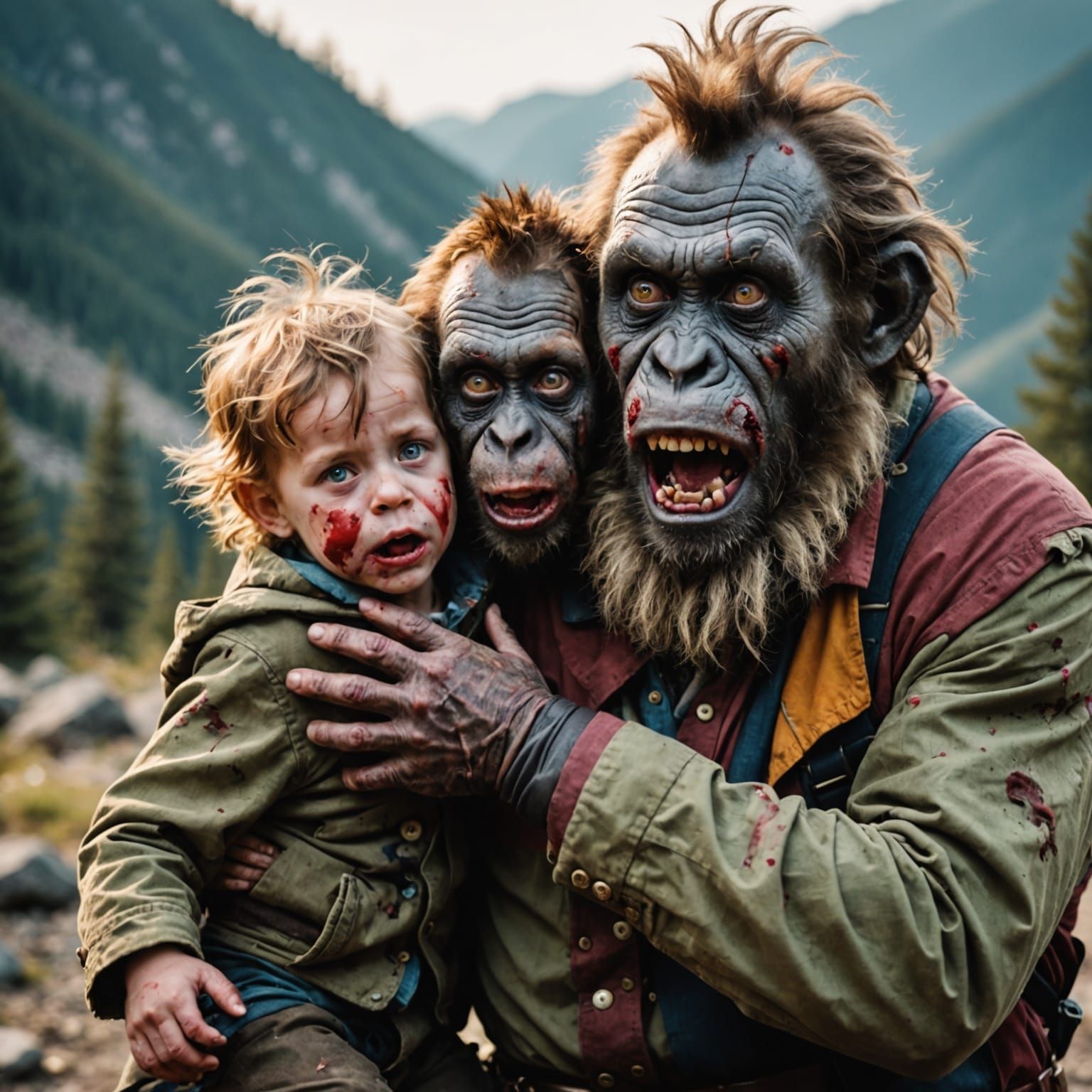 Surreal Horror Figure in Bokeh Lighting