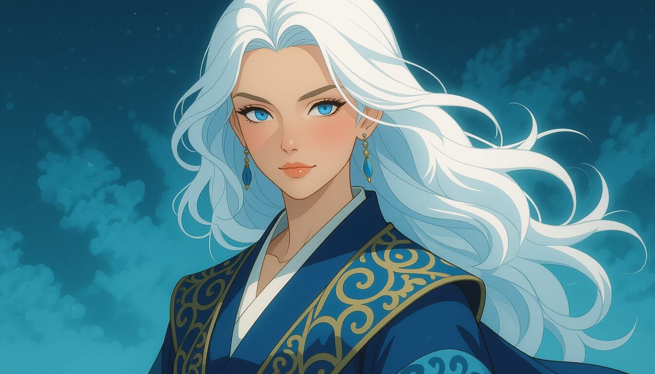 Regal White-Haired Woman of Ancient Power