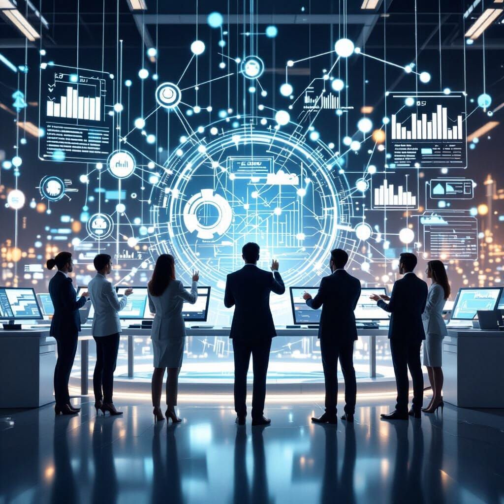 Futuristic Business Growth: Digital Network Visualization