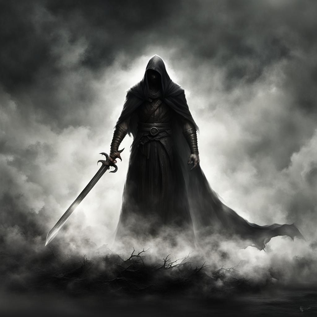 Enormous Veiled Giant with Greatswords: Matte Painting