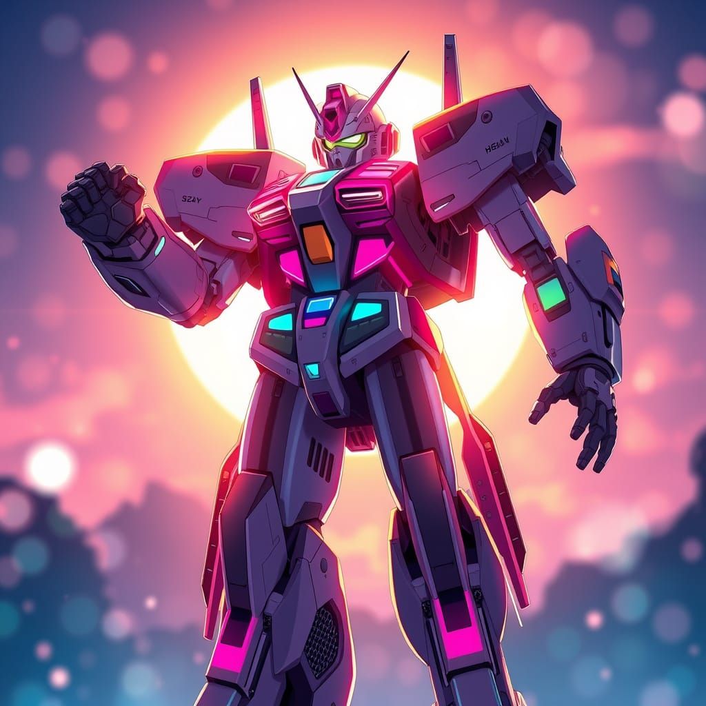 Anime Mecha in a Bokeh Landscape with Delicate Lighting