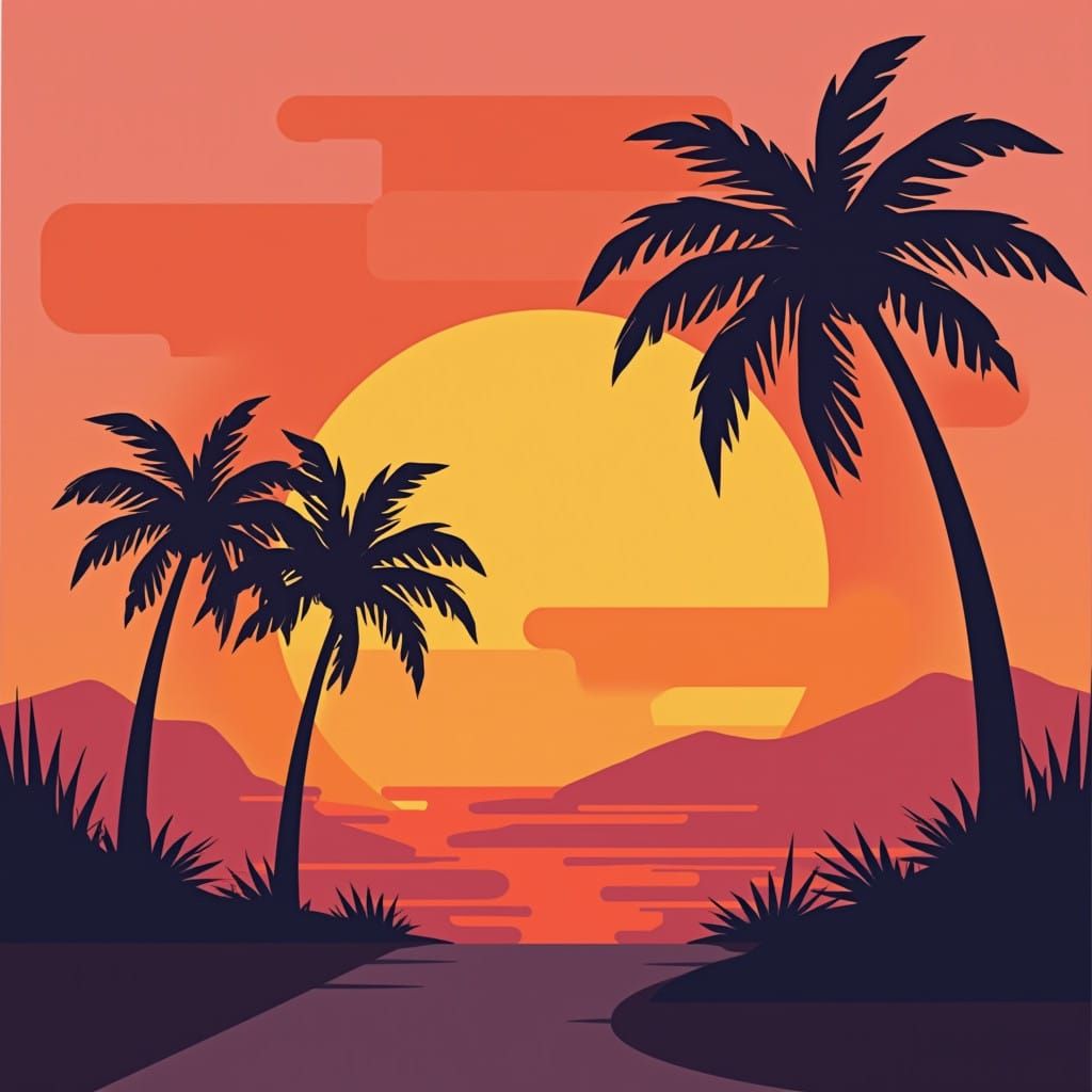 Bauhaus Tropical Sunset Palm Tree