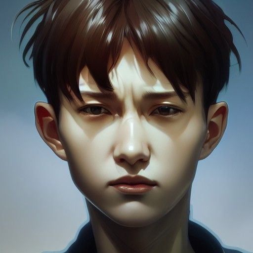 Hyperdetailed Portrait of Shinji Ikari in Dynamic Lighting