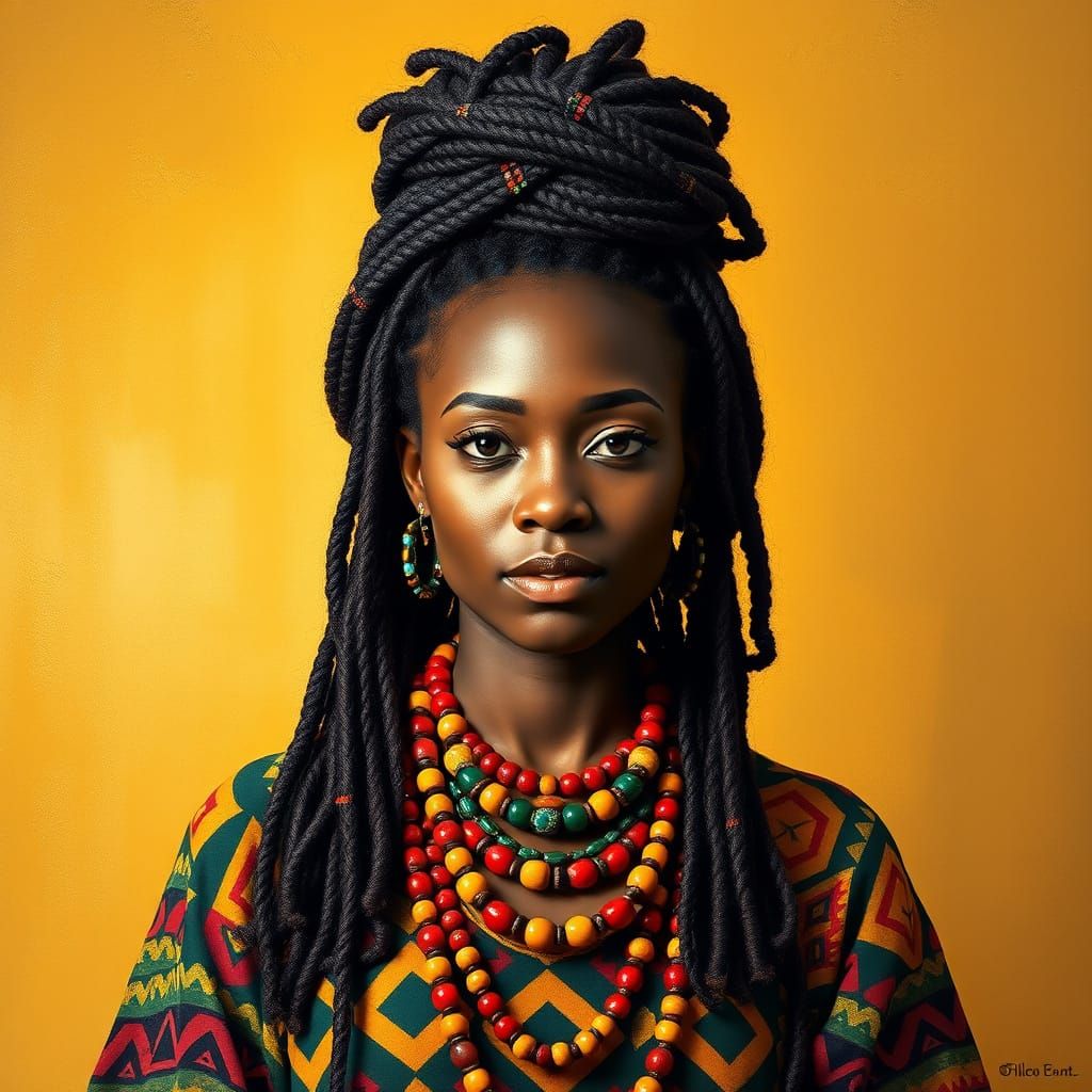 Vibrant Portrait of a Diverse Woman in Traditional Dashiki