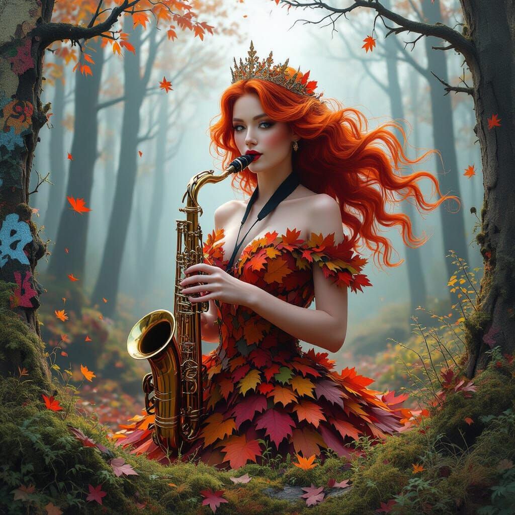Autumn Queen Saxophone Solo in Misty Forest