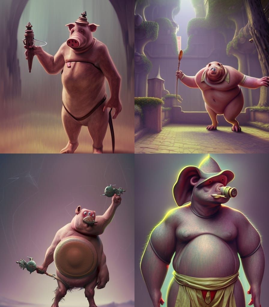 anthropomorphic Pigman Tolkien, Unreal Engine 8k resolution concept art art nouveau rococo architecture hyperdetailed d...