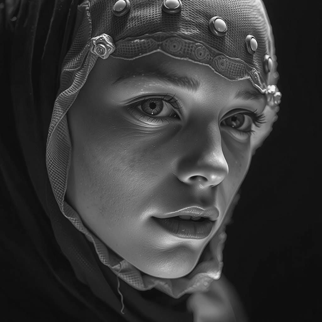 Albino Woman in Multiverse with Androids