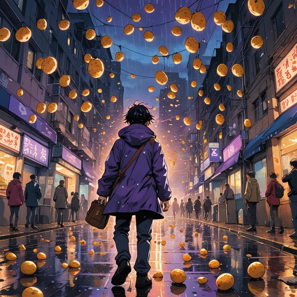 Potatoes Rain Down in Surreal Anime Style