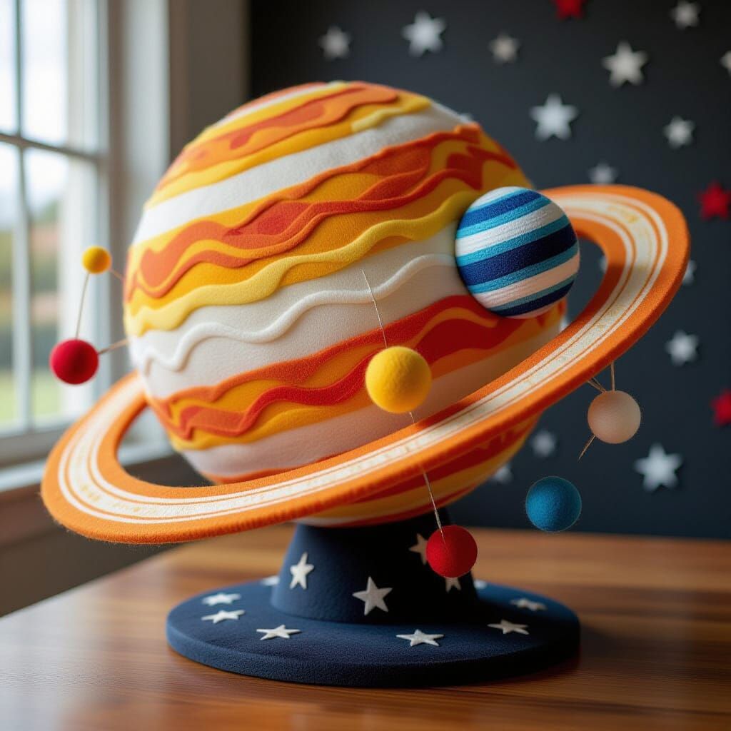 Photorealistic Felt Solar System Model