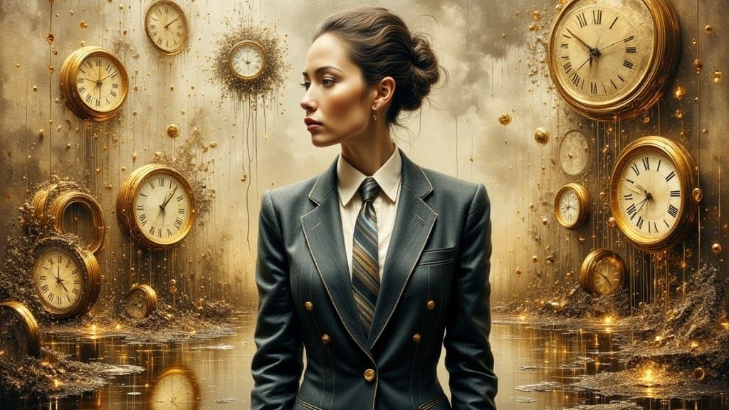 Surreal Woman in Dreamlike, Distorted Scene