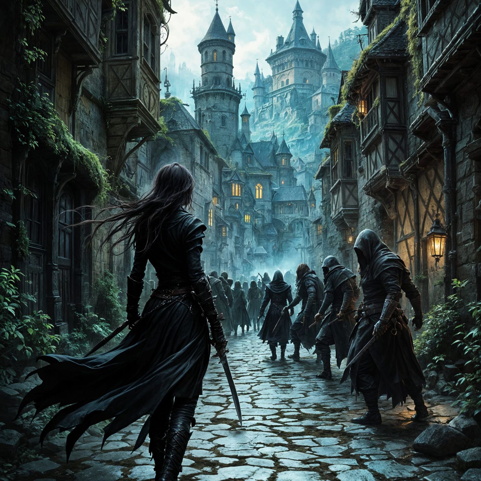 Beautiful Thief Confronts Thugs in Medieval City