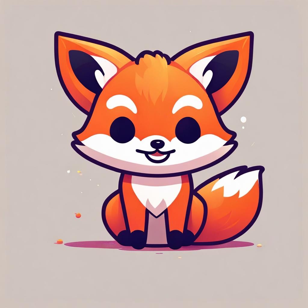 Cute Chibi Fox Icon in Flat Vector Art