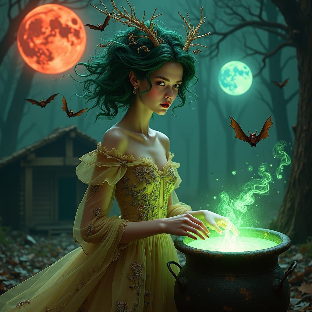 Klimt-Inspired Enchantress Weaving a Spell