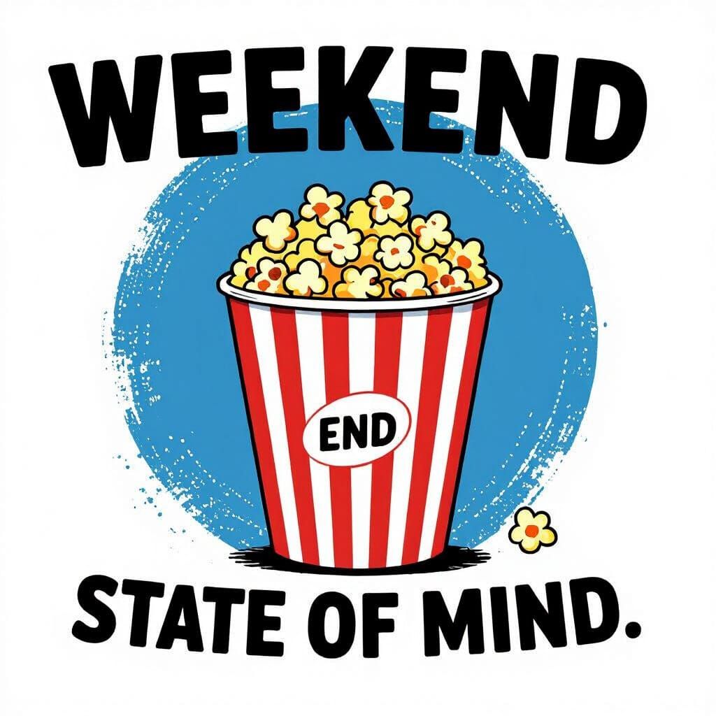 Vector Art Popcorn Cup with Weekend Message