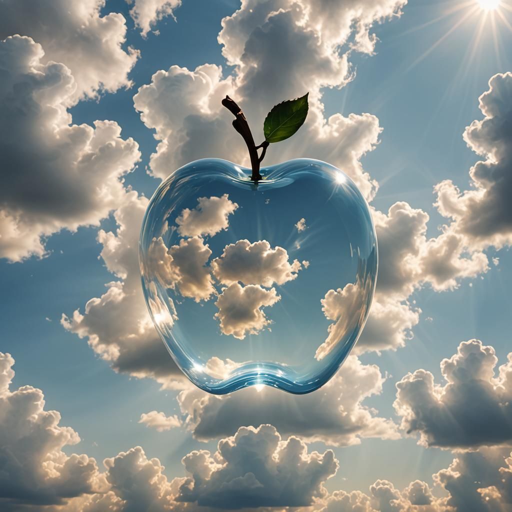 Glass Apple on Glass Clouds in Divine Light