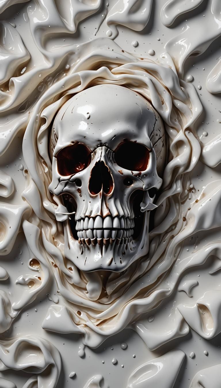 Milk Skull with Guns and Roses: Hyper-Realistic Art